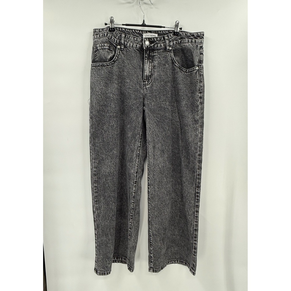LOVE SOHO 13 Wide Leg Jeans Womens Gray Acid Wash High Rise JDWD3037-GWP03